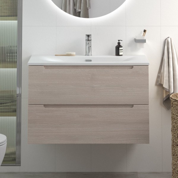 Тумба с раковиной BelBagno Etna 80 rovere grigio, раковина BB-8099-80
