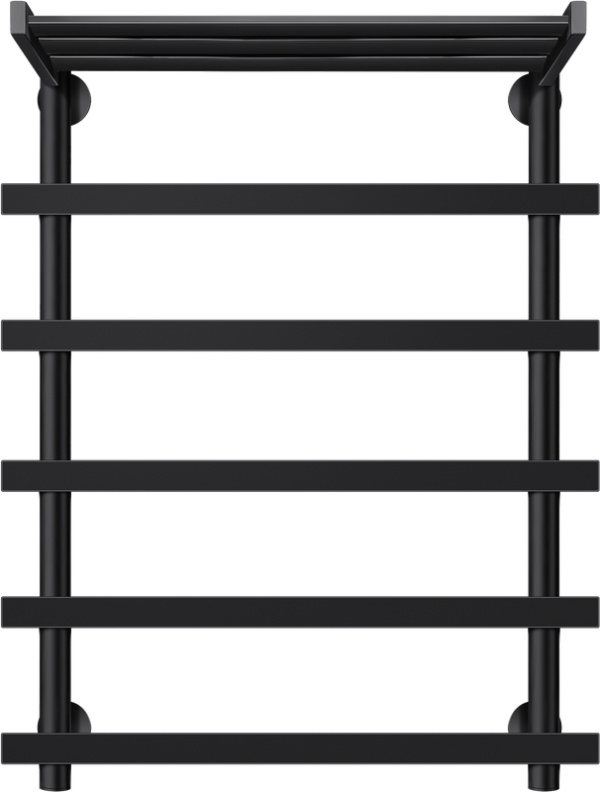 Полотенцесушитель водяной Secado Понтида 1 СП 80x60 см, матовый черный, лесенка, с полкой