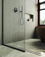 Душевая перегородка Maybahglass MGD-1357-6у 99 см, профиль черный, стекло сатин