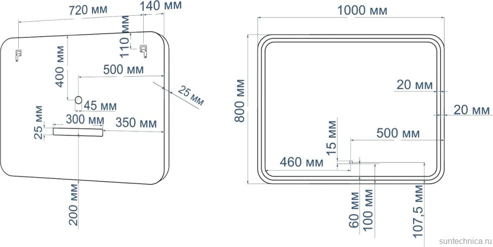 Зеркало Art&Max Genova AM-Gen-1000-800-DS-F-White 100х80 белое, с LED-подсветкой, 6000К