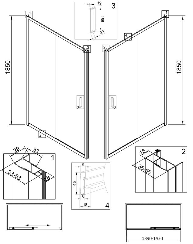 Душевая дверь в нишу Veconi Vianno VN-46 150 см,  профиль хром