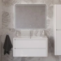 Мебель для ванной комнаты Cezares Relax 100 bianco lucido, раковина Cezares CZR-1000/480-LV-MR-NV