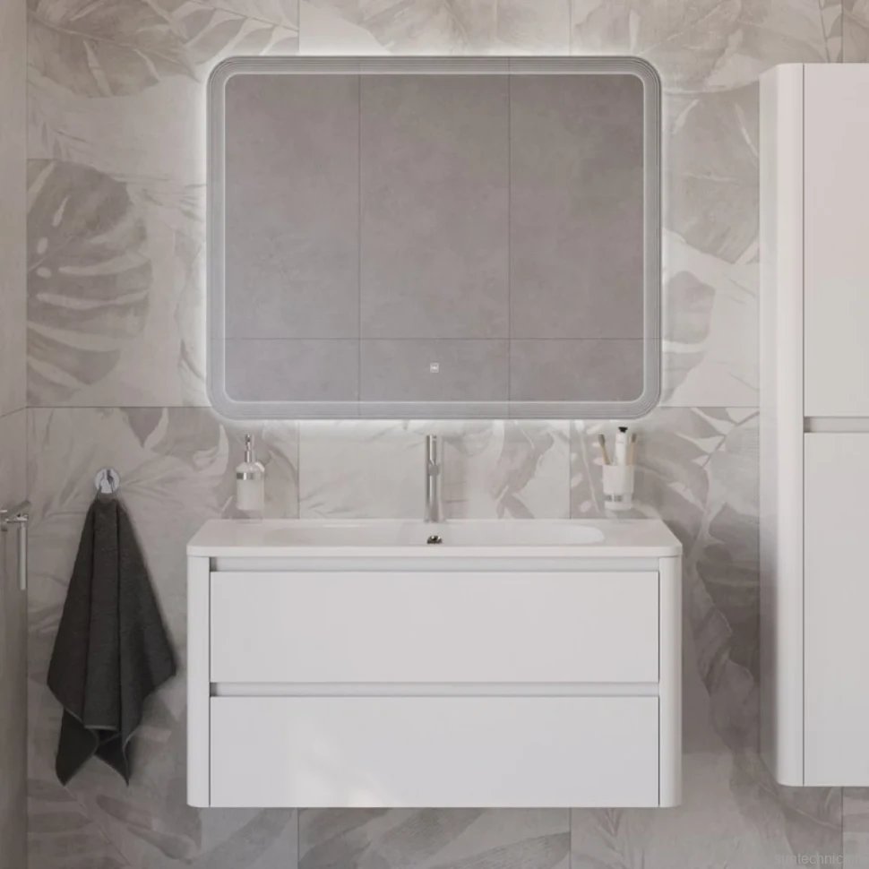 Мебель для ванной комнаты Cezares Relax 100 bianco lucido, раковина Cezares CZR-1000/480-LV-MR-NV