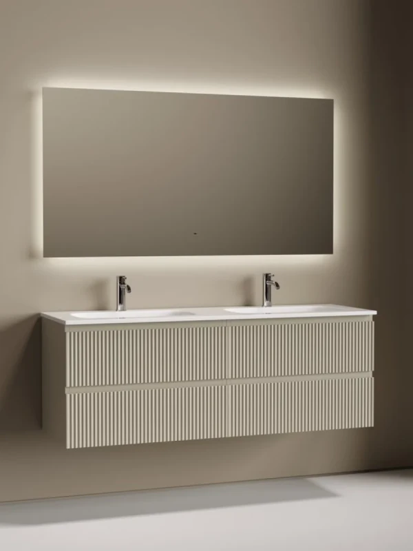 Комплект Тумба Sancos Snob R SNR70CE + Тумба SNR70CE + Раковина Ceramicanova Grace 141 + Донный клапан CN2000 + Смеситель Etna SC9001CH + Зеркало SQ14