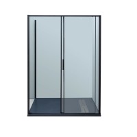 Душевой уголок Aquanet Pleasure Evo AE65-N150-BT 150х90, профиль матовый черный, стекло прозрачное