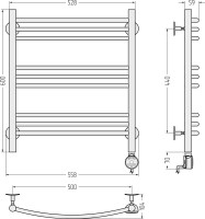 Полотенцесушитель электрический Стилье Формат 10 00510-6050 65x55 см, подключение справа, без покрытия, лесенка