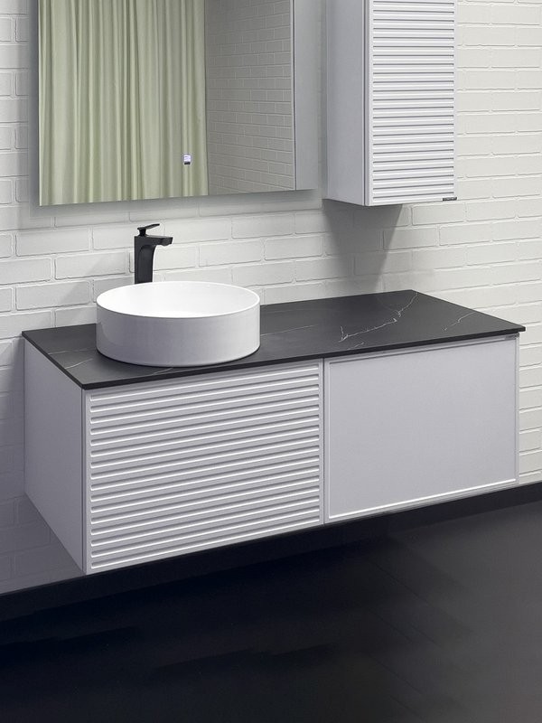 Тумба с раковиной Comforty Геленджик 120 подвесная, матовая белая, c раковиной Comforty 9110