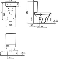 Унитаз-компакт напольный VitrA Polar 9843B003-7201 безободковый, с микролифтом