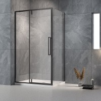 Душевой уголок Veconi Rovigo RV-034B 110х100 см, профиль матовый черный, стекло прозрачное