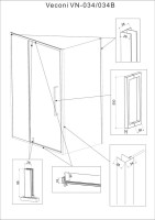 Душевой уголок Veconi Rovigo RV-034B 110х100 см, профиль матовый черный, стекло прозрачное