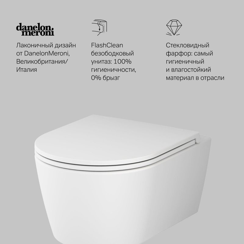 Унитаз подвесной AM.PM Func C8F1700MWSC безободковый, с микролифтом, матовый белый