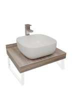 Столешница с раковиной Teymi Helmi 60 дуб кашмир, раковина Solli 41,  с белыми кронштейнами