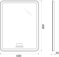 Зеркало BelBagno SPC-MAR-600-800-LED-TCH-RAD с bluetooth, термометром и радио