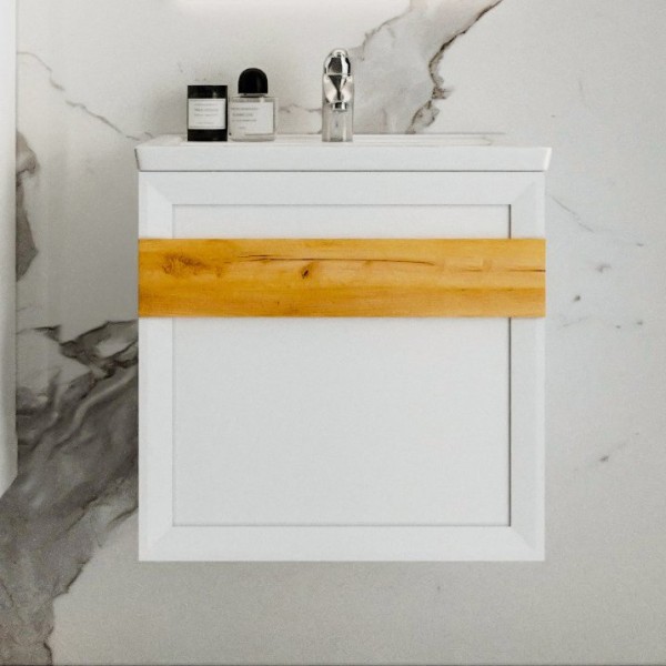 Тумба под раковину Бриклаер Берлин 60 белая глянцевая