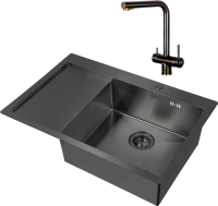 Комплект Мойка Zorg Inox PVD 7851 R grafit + Смеситель Inox SZR-7039 BR/GRAFIT бронза графит