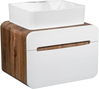 Тумба с раковиной Runo Ницца 60 темное дерево, белая, раковина Lavello 50