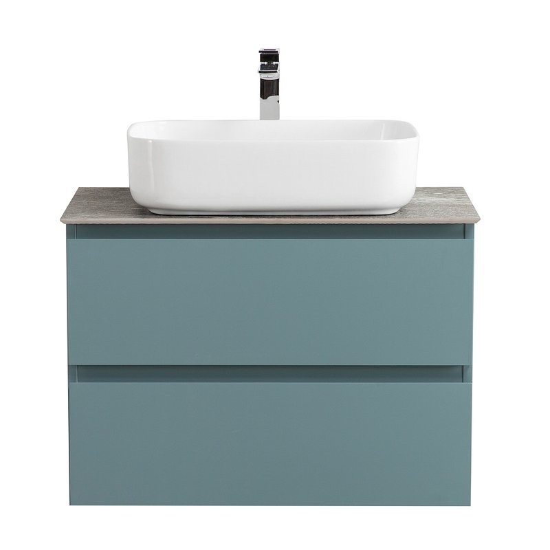 Тумба под раковину со столешницей BelBagno Kraft 70 подвесная, матовая голубая, столешница kep-70-grn