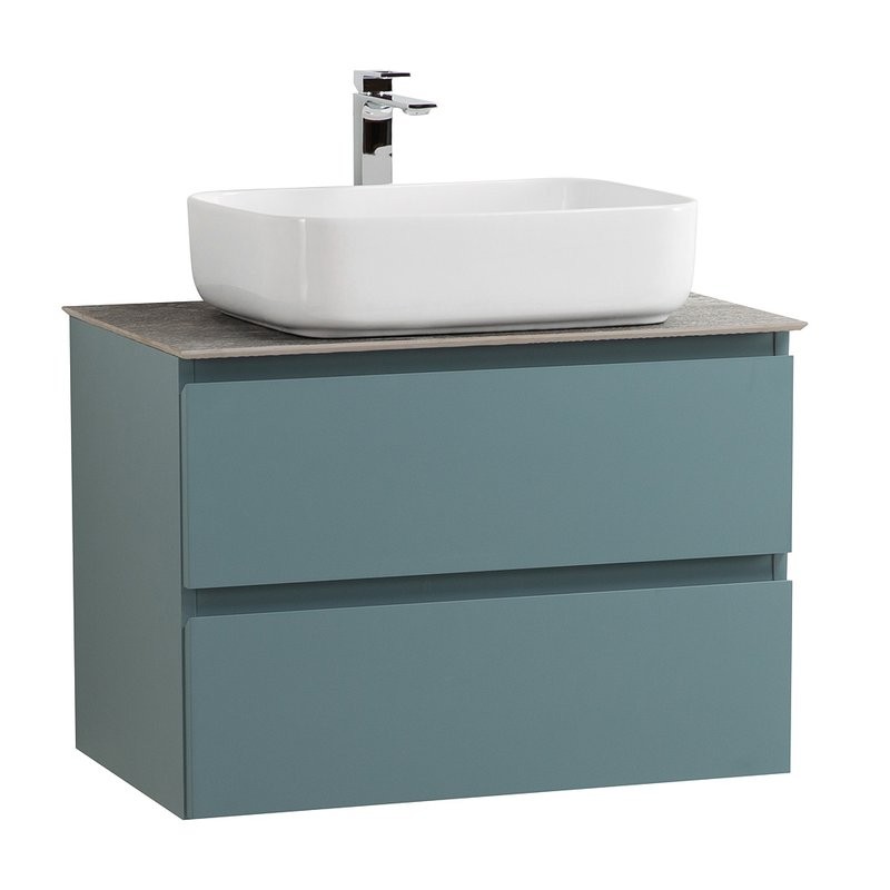 Тумба под раковину со столешницей BelBagno Kraft 70 подвесная, матовая голубая, столешница kep-70-grn