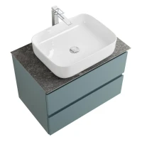 Тумба под раковину со столешницей BelBagno Kraft 70 подвесная, матовая голубая, столешница kep-70-grn