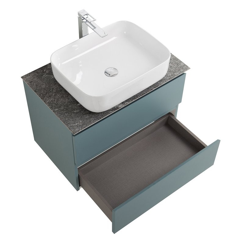 Тумба под раковину со столешницей BelBagno Kraft 70 подвесная, матовая голубая, столешница kep-70-grn