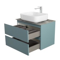 Тумба под раковину со столешницей BelBagno Kraft 70 подвесная, матовая голубая, столешница kep-70-grn