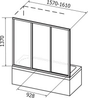 Шторка на ванну Ravak Supernova AVDP3-160 Grape, профиль белый Шторка на ванну Ravak Supernova AVDP3-160 Grape, профиль белый