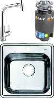 Комплект Мойка IDDIS Strit + Смеситель MEGA Life MG-TK09 хром + Измельчитель Bort Titan 4000