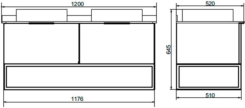 Тумба с раковиной Comforty Порто 120 две раковины