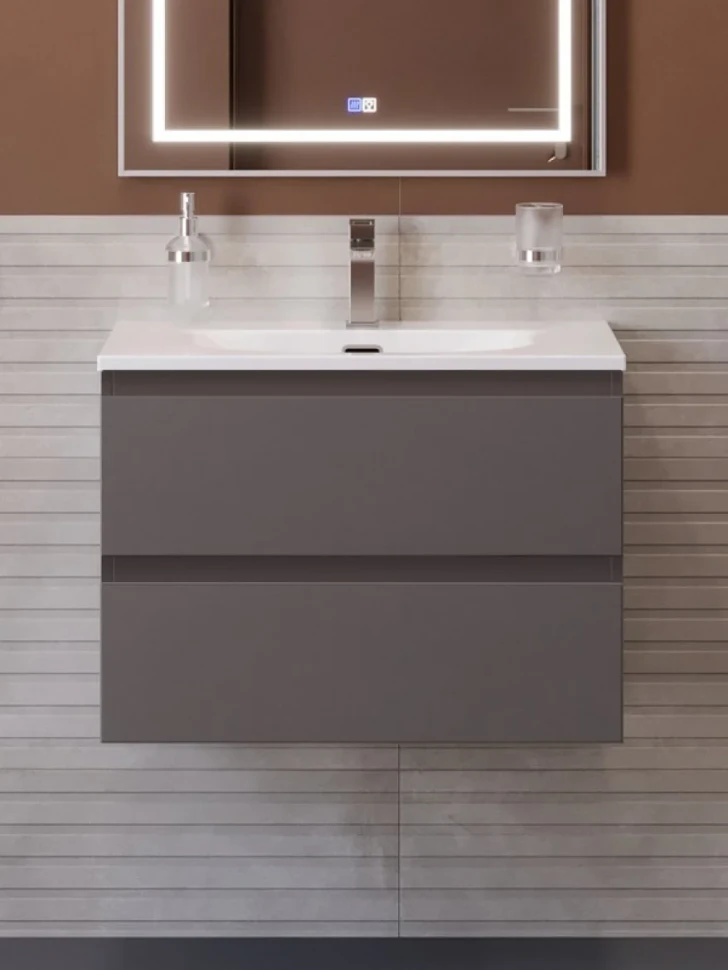 Тумба с раковиной BelBagno Kraft 60 подвесная, матовая темно-серая, раковина bb-8099-60