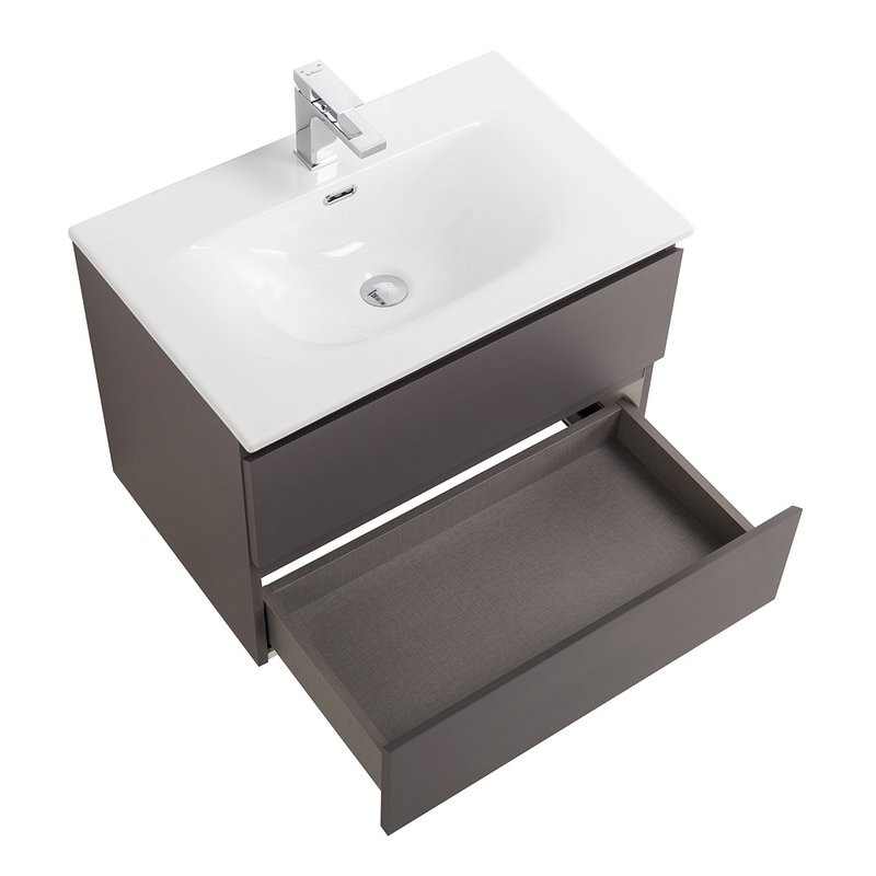 Тумба с раковиной BelBagno Kraft 60 подвесная, матовая темно-серая, раковина bb-8099-60