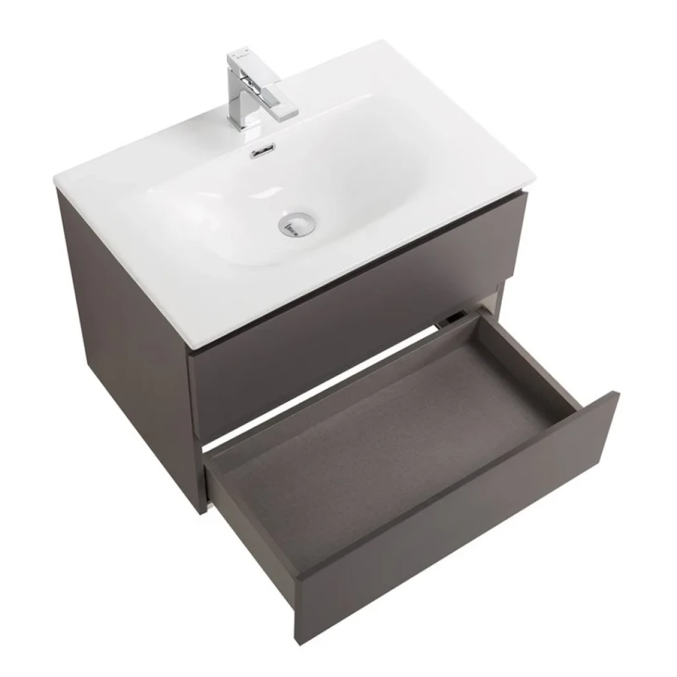 Тумба с раковиной BelBagno Kraft 60 подвесная, матовая темно-серая, раковина bb-8099-60