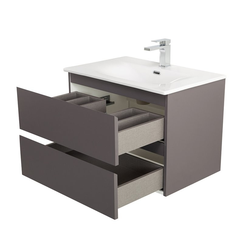 Тумба с раковиной BelBagno Kraft 60 подвесная, матовая темно-серая, раковина bb-8099-60