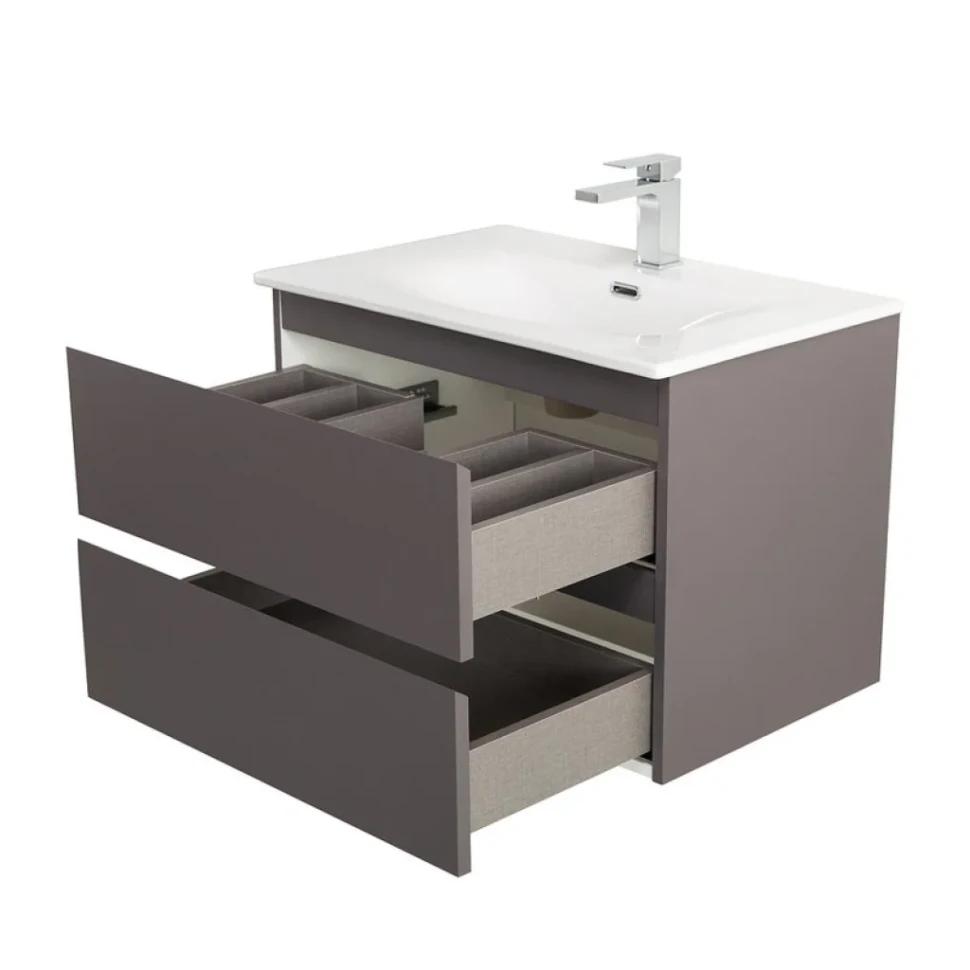 Тумба с раковиной BelBagno Kraft 60 подвесная, матовая темно-серая, раковина bb-8099-60
