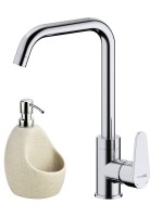 Комплект Смеситель Wasserkraft Alz 28807 + Дозатор K-8099 с емкостью для губки P