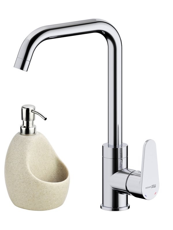 Комплект Смеситель Wasserkraft Alz 28807 + Дозатор K-8099 с емкостью для губки P