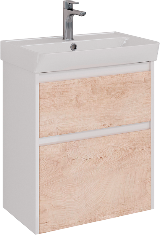 Тумба под раковину Lemark Combi 60 дуб кантри, белая глянцевая