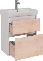 Тумба под раковину Lemark Combi 60 дуб кантри, белая глянцевая