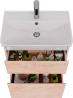 Тумба под раковину Lemark Combi 60 дуб кантри, белая глянцевая