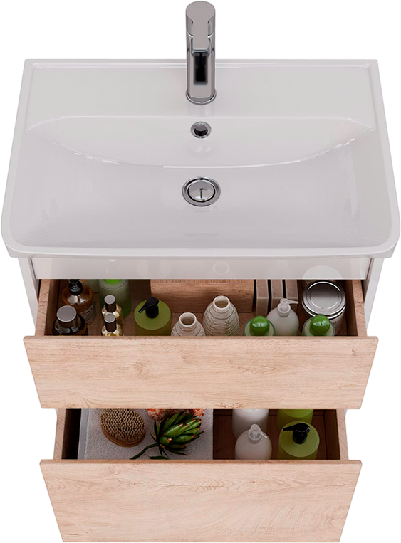 Тумба под раковину Lemark Combi 60 дуб кантри, белая глянцевая