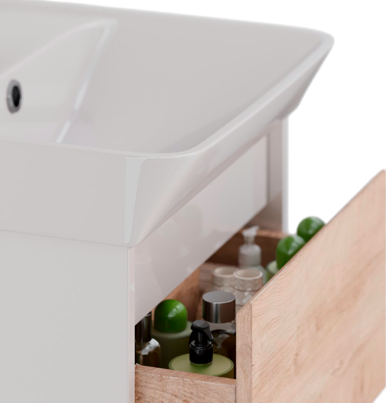 Тумба под раковину Lemark Combi 60 дуб кантри, белая глянцевая