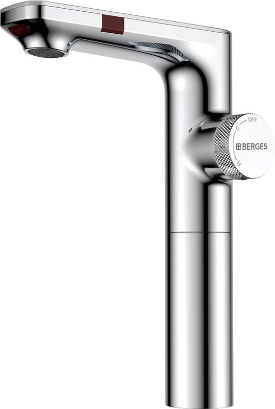 Термостатический смеситель Berges Morans 076003 цифровая индикация температуры воды, хром