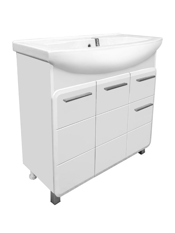 Мебель для ванной комнаты Runo Эрика 85 напольная, глянцевая белая