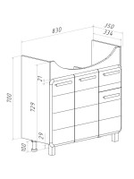 Мебель для ванной комнаты Runo Эрика 85 напольная, глянцевая белая