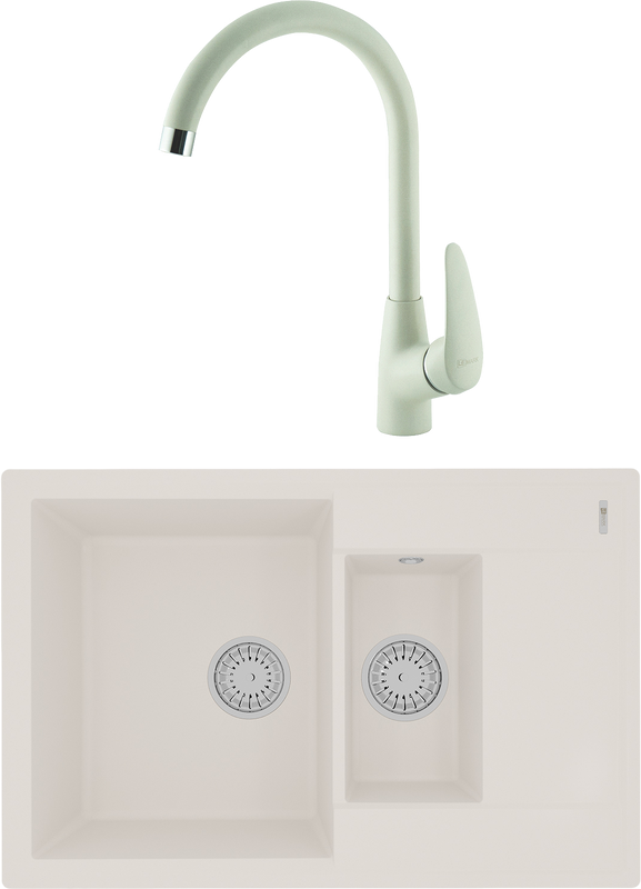 Комплект Мойка Lemark Ramza 760 9910040 жасмин + Смеситель Linara LM0405PJS жасмин