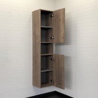 Шкаф пенал для ванной Comforty Никосия 35 дуб темный