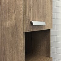 Шкаф пенал для ванной Comforty Никосия 35 дуб темный