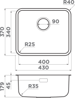 Комплект Мойка Omoikiri Omi 43-U/I Ultra Mini-IN нержавеющая сталь + Измельчитель Nagare slim 500