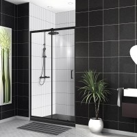 Душевая дверь в нишу BelBagno Uno -195 BF 1 130 C Nero профиль черный, стекло прозрачное