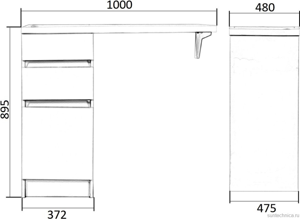 Мебель для ванной комнаты Orange Sistema 100 L под стиральную машину