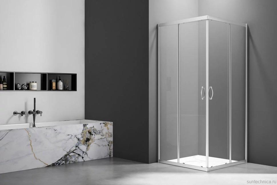Душевой уголок Veconi Rovigo RV-101 80x80, профиль хром